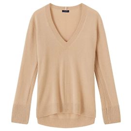 Jigsaw pull col V en pur cachemire beige camel. Taille S Beige