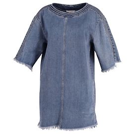 Chloé Minivestido Chloe Frayed em jeans azul de algodão Azul