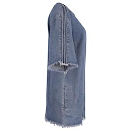 Chloé-Minivestido Chloe Frayed em jeans azul de algodão-Azul