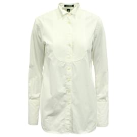 Ralph Lauren-Camicia bianca con pieghe-Bianco