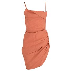 Jacquemus La Robe Saudade Mini Vestido em Viscose Laranja Rust Outro Laranja