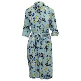 Diane Von Furstenberg-Diane Von Furstenberg Floral Shirt Dress in Blue Viscose-Other