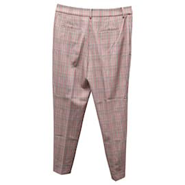Iris & Ink-Iris & Ink Plaid Print Straight-Leg Trousers in Red Polyester-Other