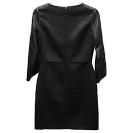 Maje-Maje Lace Mini Dress in Black Satin-Black