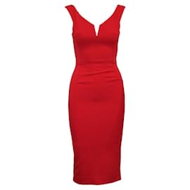 Nicholas Kirkwood-Red Bandage V-Wire Midi Dress-Red
