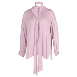 Chloé-Chloe Tie Neck Long Sleeve Blouse in Lilac Viscose -Other