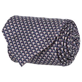 Salvatore Ferragamo Cravatta con Stampa Razza Blu