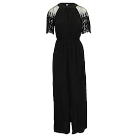Temperley London-Alice by Temperley London Lace Sleeve Maxi Dress in Black Cotton -Black