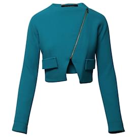 Roland Mouret-Rolan Mouret Asymmetrical Cropped Jacket in Blue Laine-Blue