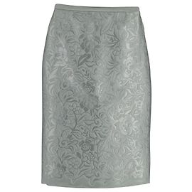 Jupe crayon Burberry Floral Embossed en polyester vert clair Autre