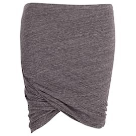 Isabel Marant-Isabel Marant Mini-jupe portefeuille froncée en coton gris-Gris