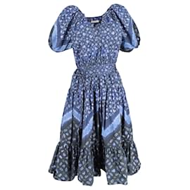Ulla Johnson-Ulla Johnson Josephina Belted Poplin Midi Dress in Blue Cotton-Other