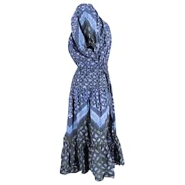Ulla Johnson-Ulla Johnson Josephina Belted Poplin Midi Dress in Blue Cotton-Other