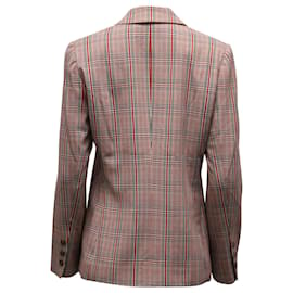 Iris & Ink-Iris & Ink Double-Breasted Plaid Blazer In Red Polyester-Other