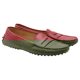 Tod's-Red Leather Loafers-Red