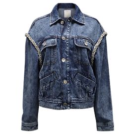 Jaqueta Sandro Paris Cristal Em Algodão Azul Denim Azul