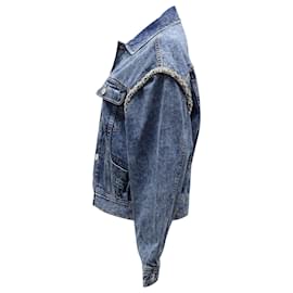 Sandro-Sandro Paris Crystal Embellished Jacket in Blue Denim Cotton-Blue