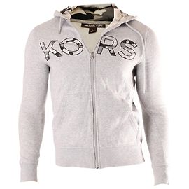 Michael Kors Sweat à capuche zippé sur le devant en poly coton gris Gris
