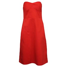 Ted Baker Hellrotes, trägerloses Midikleid Rot