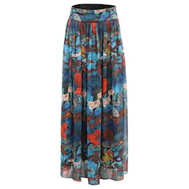 Alice + Olivia-Alice + Olivia Floral Print Maxi Skirt in Blue Polyester-Other