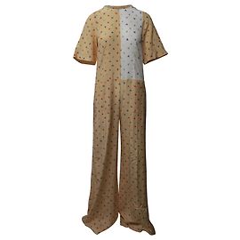 Joseph Macacão Floral Contraste Patch em Seda com Estampa Bege Outro