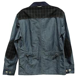Junya Watanabe-Junya Watanabe Herren-Hemdjacke mit Reißverschluss und mehreren Taschen aus blauem Baumwoll-Denim-Blau