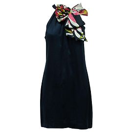 Ted Baker Marineblaues Kleid mit großer bunter Schleife vorne Blau Marineblau