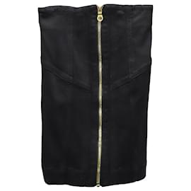 Zimmermann-Zimmermann High-Waisted Zipper Skirt in Black Cotton Denim-Black