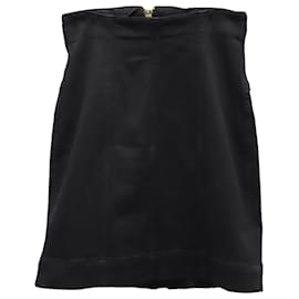 Zimmermann-Zimmermann Jupe zippée taille haute en denim de coton noir-Noir