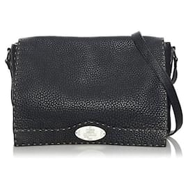 Fendi-Sac à bandoulière en cuir Selleria-Noir