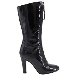 Botas de media pantorrilla de charol negro Valentino Garavani Negro