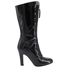 Valentino Garavani-Valentino Garavani Mid-Calf Boots in Black Patent Leather-Black