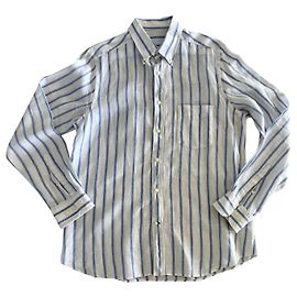 white linen shirt with blue stripes Massimo dutti T. l (Collar size 41-42) White Light blue