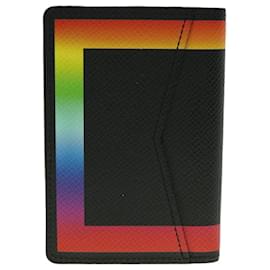 Louis Vuitton-LOUIS VUITTON Taiga Organizer De Poch Card Case Black Rainbow LV Auth 30486a-Black,Other