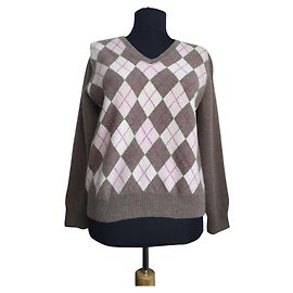 Autre Marque Kaschmir Pullover mit Rautenmuster mehrfarbig Mehrfarben