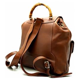 Gucci-Gucci Bamboo Leather Backpack-Brown