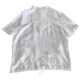 Adolfo Dominguez-Short-sleeved white linen shirt or sweatshirt T-White