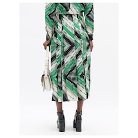 Gucci-GUCCI Pleated Alternated Chevron Print on twill Skirt-Multiple colors