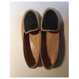 Robert Clergerie-Loafers in raffia and black leather-Black,Other