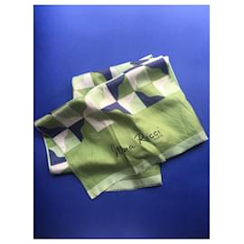 Nina Ricci-Lenço de seda vintage por Nina Ricci-Branco,Azul,Verde