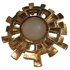 Paco Rabanne-Broche vintage dorado de Paco Rabanne-Blanco,Dorado