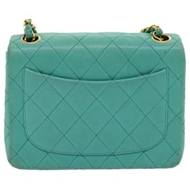 Chanel-CHANEL Mini Matelasse Solapa Cadena Bandolera Piel De Cordero Azul Claro Auth 29527EN-Azul claro