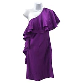 Halston Heritage-Vestido morado de un solo hombro EE. UU. 4 pero generoso-Púrpura
