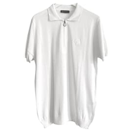 Autre Marque Stefano Ricci Polo en maille blanche avec logo aigle Blanc