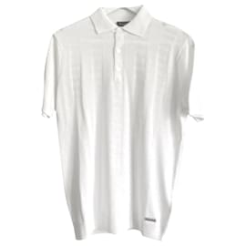Autre Marque-Stefano Ricci Textured White Knit Polo Shirt Top-White