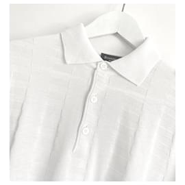 Autre Marque-Stefano Ricci Textured White Knit Polo Shirt Top-White
