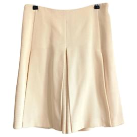 Chanel-Chanel SS10 Cream Wool Split Front Bermudas Shorts-Cream