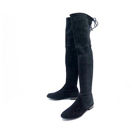 NEUF CHAUSSURES BOTTES STUART WEITZMAN VANLAND 1029072 39 CUISSARDES DAIM Noir