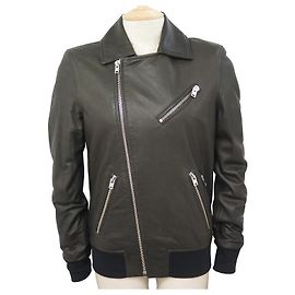 NEW JACKET JACKET IRO LEBON AVIATOR 34 XS GRAINED LEATHER JACKET Khaki