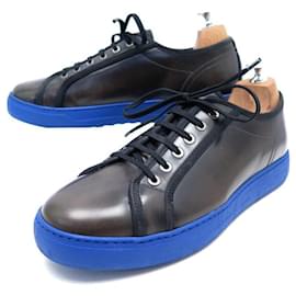 Salvatore Ferragamo-NINE SALVATORE FERRAGAMO SNEAKERS SHOES 7.5 IT 42.5 EN PATINA LEATHER-Brown